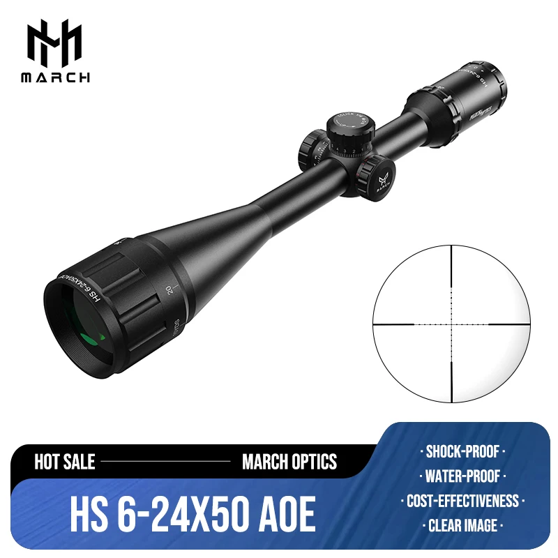 MARCH 6-24 Rifle Scope HS6-24X50AOE ZERO STOP High Definition Tactical Riflescope Spotting Scope Long Range Hunting Scope PCP