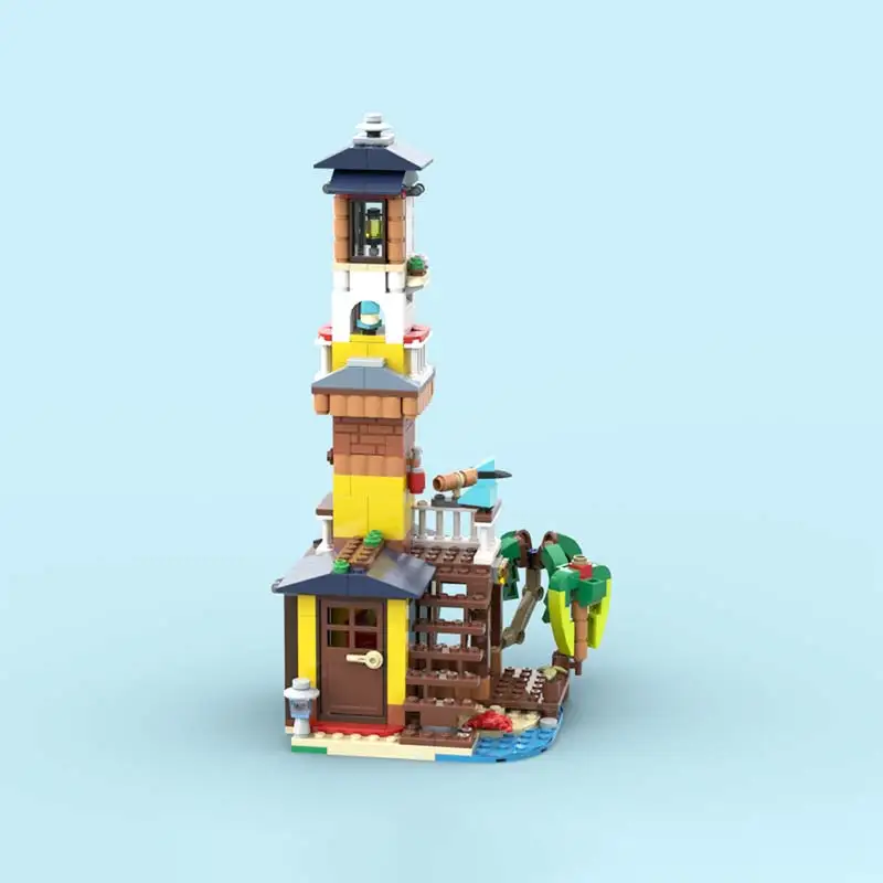 Klocki MOC Scenariusz Surfer Latarnia Morska Model Cegły Miasto Historyczny Punkt Wyznaczający Architektura Zestaw Zabawek Prezenty dla Dzieci