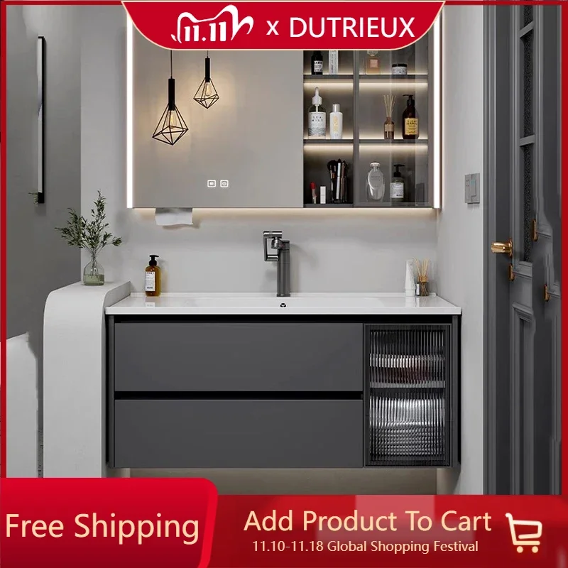 Lighting Led Vanity Bathroom Cabinet Storage Shelf Drawers Bathroom Vanity Space Saving Luxury Meuble Salle De Bain Furniture