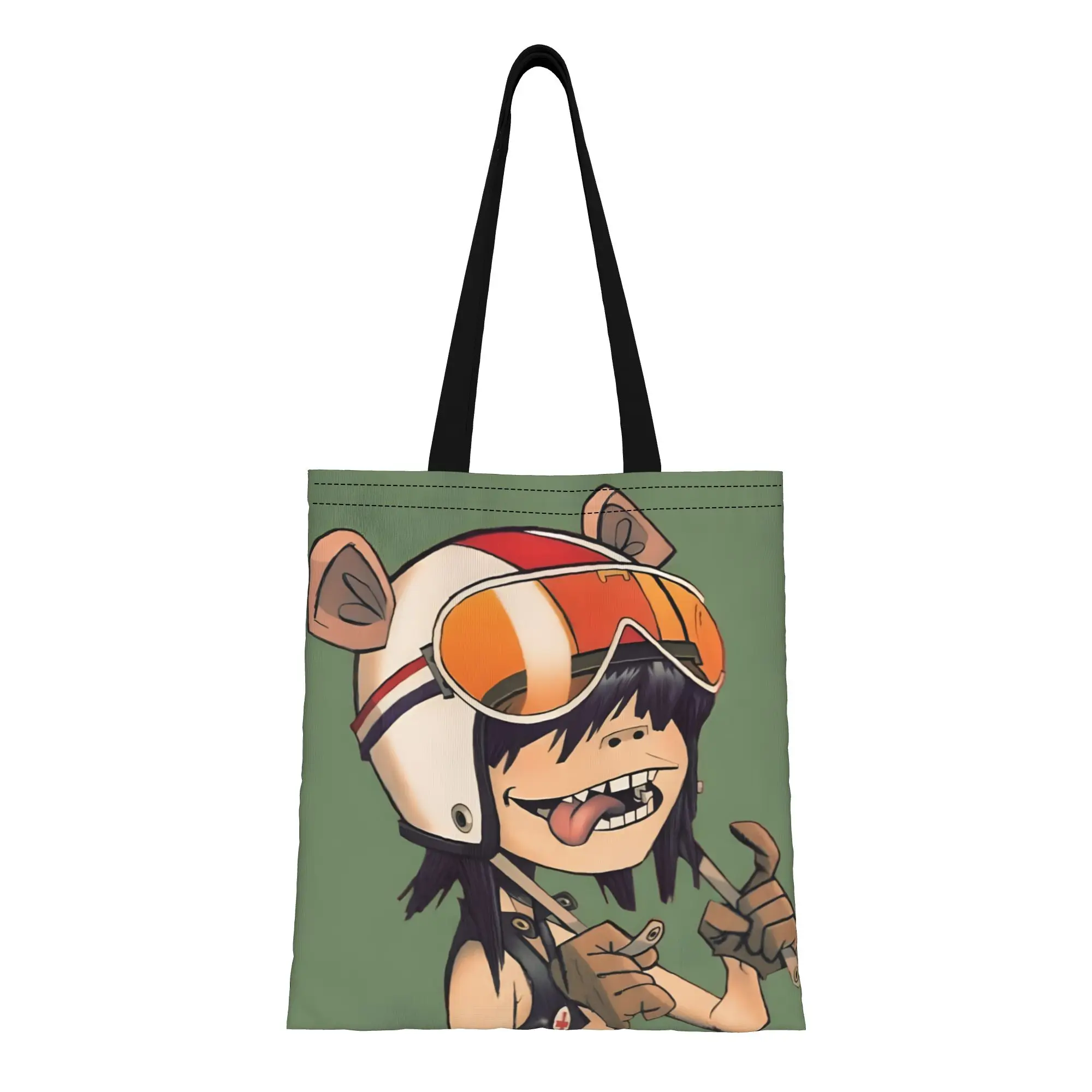 

1PC Large Capacity Cute Noodle G-Gorillaz Rock Band Canvas Tote Bag Foldable Chic Pattern No Closed Design
