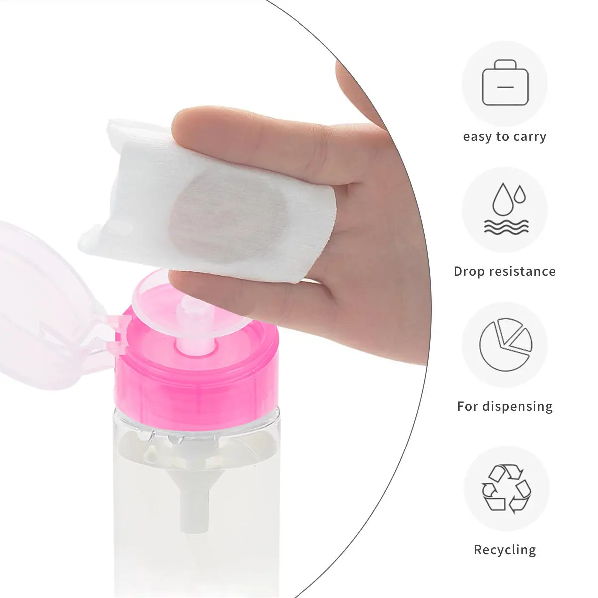 

500 шт. салфеток для снятия лака премиум-класса с раствором для быстрого маникюра и педикюра, в бутылке