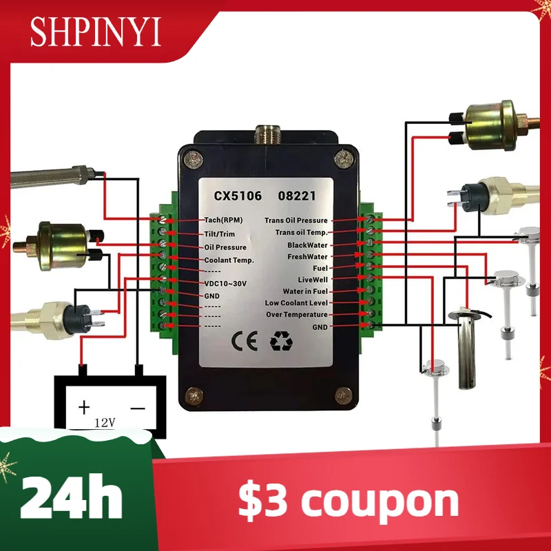 Matsutec CX5106 NMEA 2000 Starter Kit Balck NMEA2000 Converter For Marine Boat Yacht Tank Gauge 0.5 Meter Line Accessories Tool