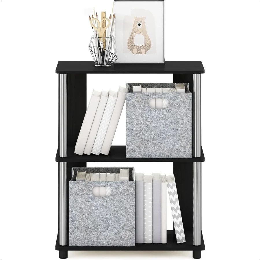 Jaya Espositore per libreria a 3 livelli dal design semplice con tubi in acciaio inossidabile Americano