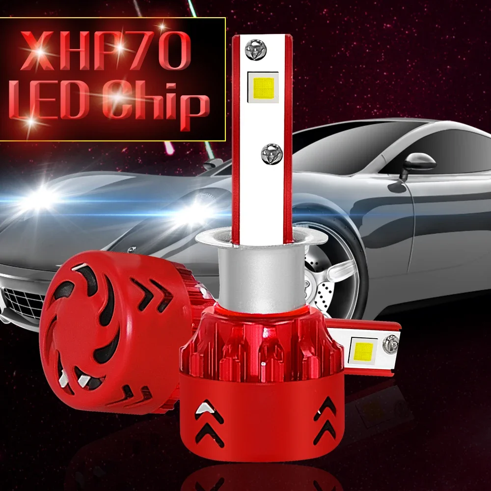H1 LED Headlight Bulbs 20000LM Super Bright 120W XHP70 Chips Car Lights for DC12-24V Universal Fit for Most Cars