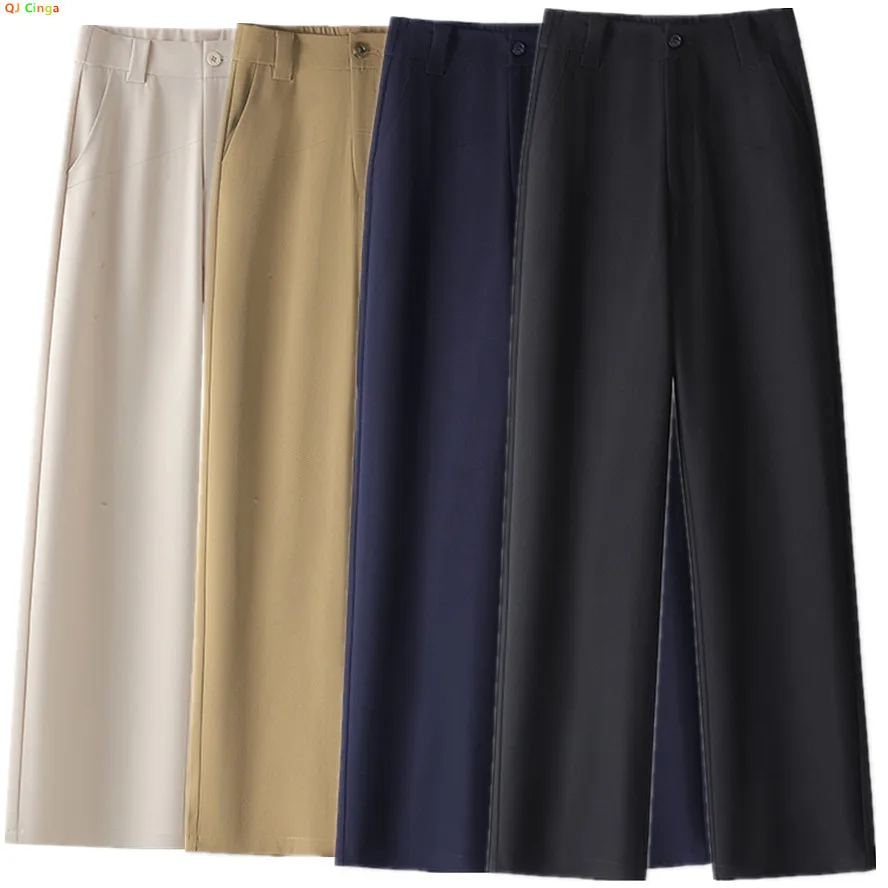 2026 Women's Black Pants, Apricot-colored Fashionable Casual Trousers, Navy Blue Khaki Straight-leg Pant, Asian Size