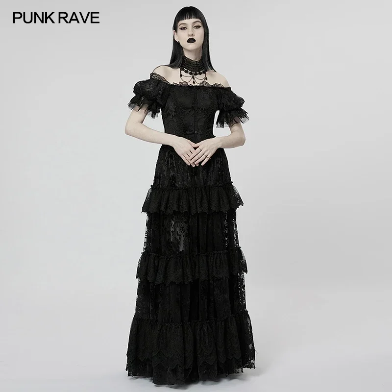 PUNK RAVE Women\'s Gothic Gorgeous Print Dress Mysterious Sexy Luxurious Goddess Party Club Long Dresses Women Clothing