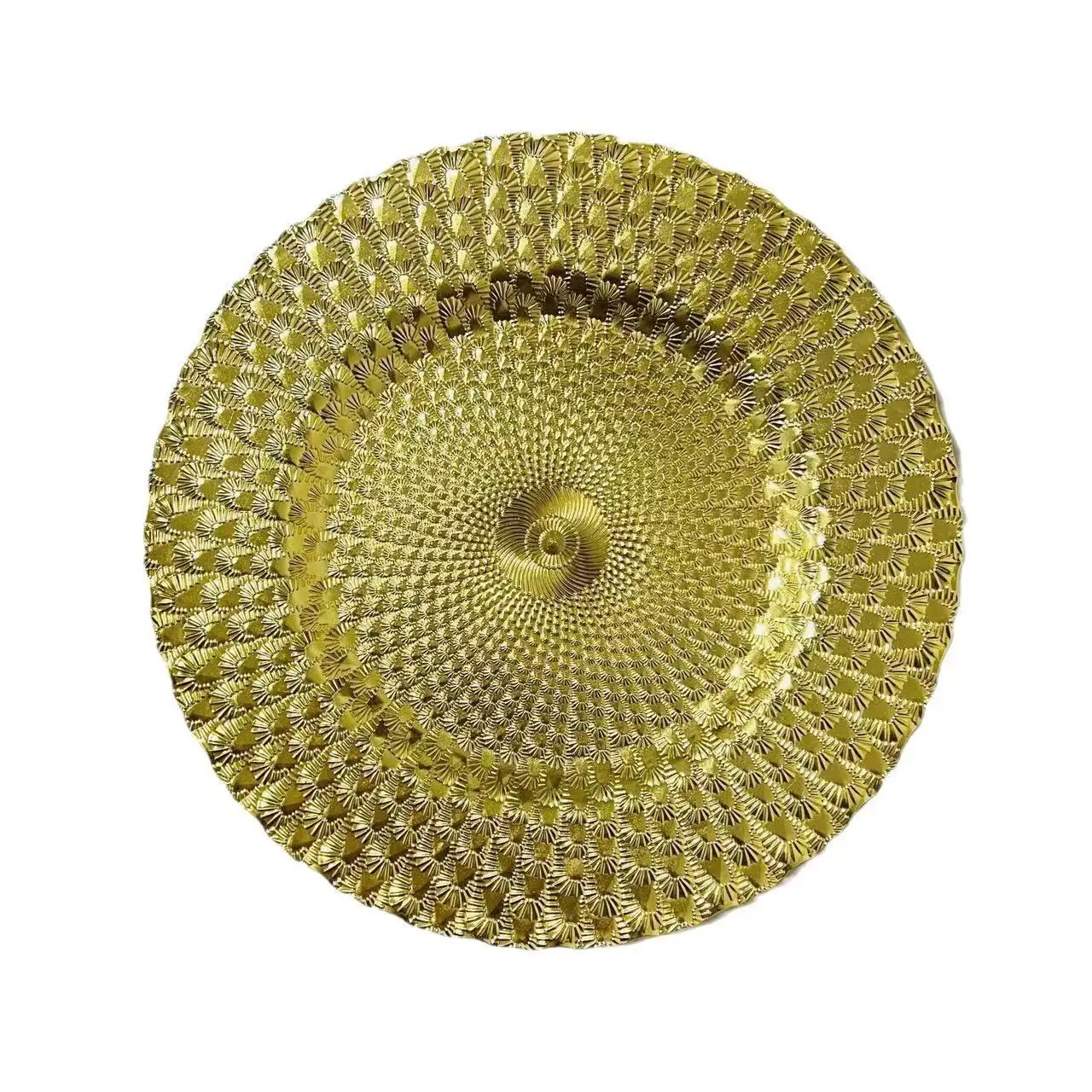 China Factory Sale Tableware Hotel Restaurants Home Decoration Gold Rims Bursting Plates for Wedding Decoration Charger Plate