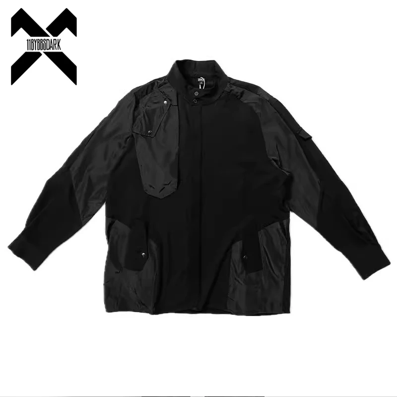 Men Black Tactical Long Sleeve Shirts 2024 Summer Patchwork Pockets Shirt Coat Hip Hop Streetwear Men Black Tops Shirts Clothing