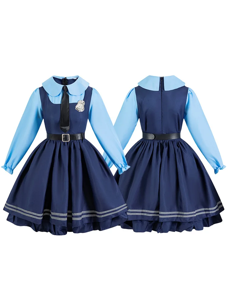 Picture 6: Zootopia Judy Hopps Cosplay Dress Full Set Bunny Ears Badge Tie Belt Anime Halloween Party Costume For Women