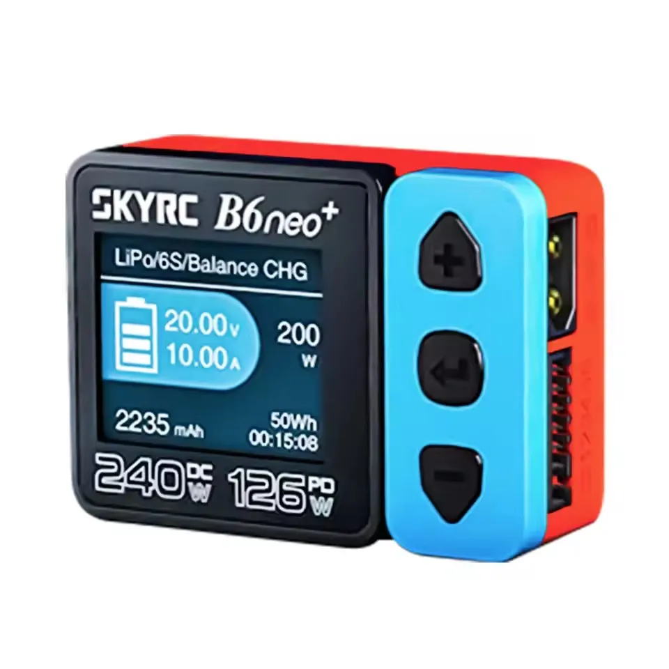 SkyRC B6neo+ Compact Smart Charger DC240W PD126W 600mA XT60/Type-C Multilanguage LiPo LiHV Balance Charger Discharger
