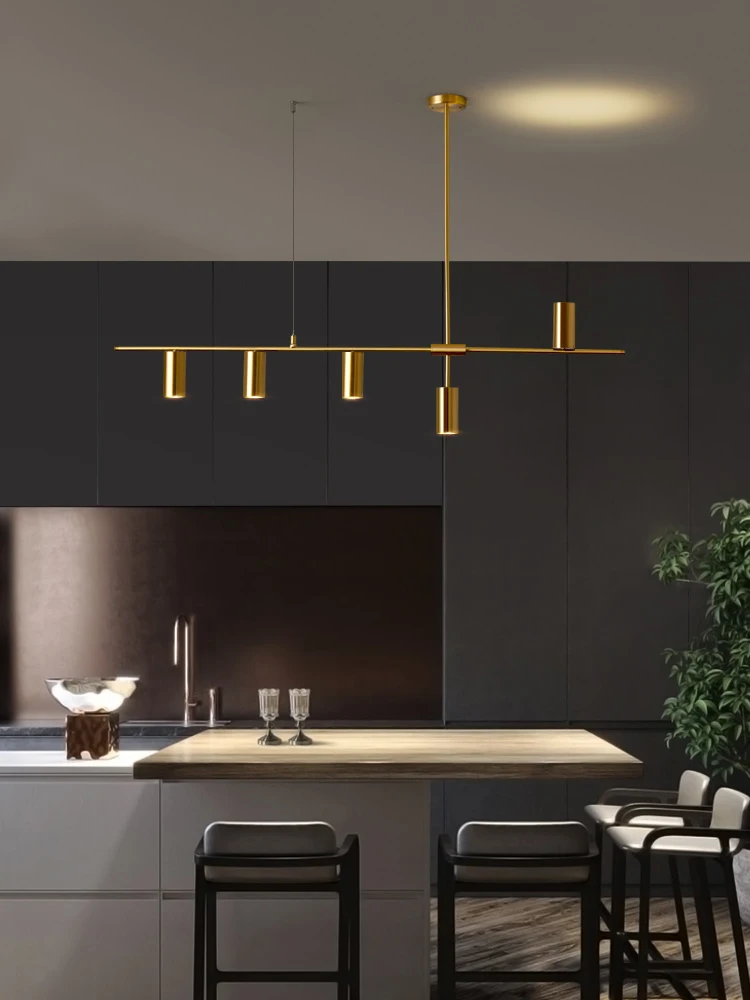 Modern Nordic Chandeliers Plated Gold or Black Simple Dining Table Lights Creative Bar Counter Long Strip Designer Pendant Lamps