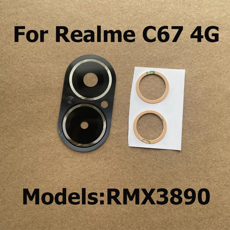 New For Realme C67 4G Rear Back Camera Glass Lens With Glue Sticker Replacement Repair Parts RMX3890