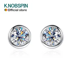 KNOBSPIN 1ct D Color Moissanite Earring 925 Sterling Sliver Plated White Gold Ear Stud Wedding Engagement Earrings For Women