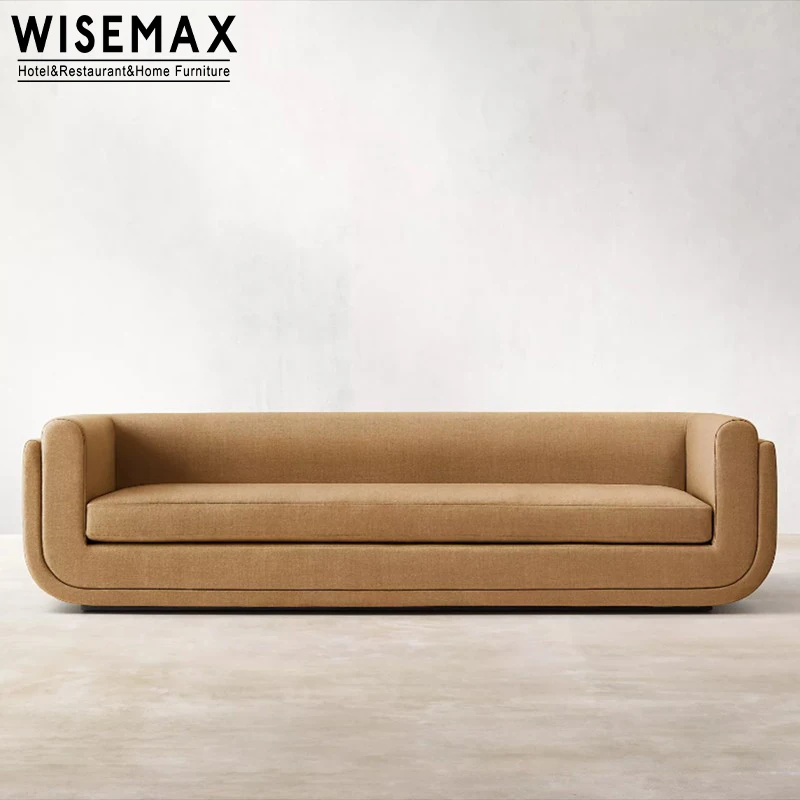 

WISEMAX FURNITURE Modern Living Room L Shape Sofa Nordic Minimalist Furniture Upholstery Line Fabric Sofa Set for Hotel Room