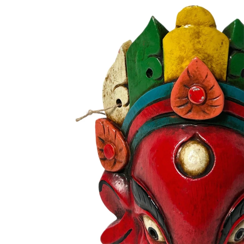 Solid wood hand-painted elephant head god mask opera face pendant light luxury art ornament living room entrance decoration