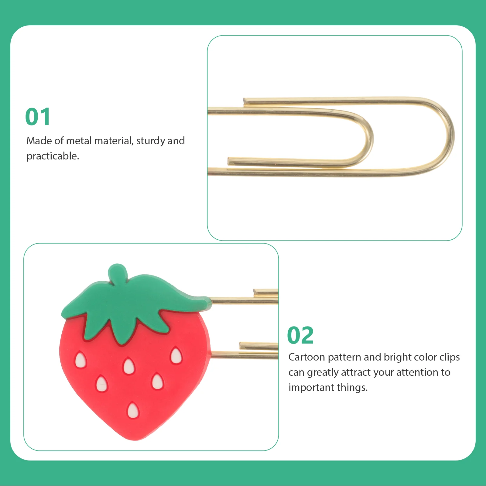 Heart Cartoon Binder Clips para meninas, Metal Bookmark, Paper Clips, Clamp Binding, 8 pcs