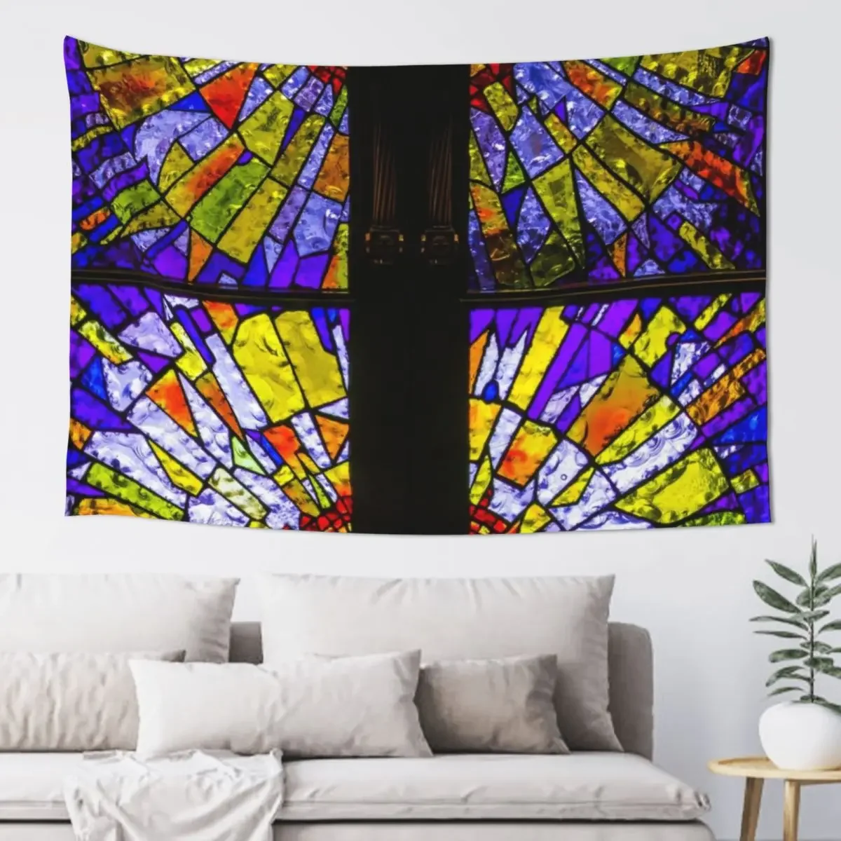 

Square Stained Glass Door Windows Tapestry Home Decor Aesthetic Bedroom Decorations Mushroom Tapestry
