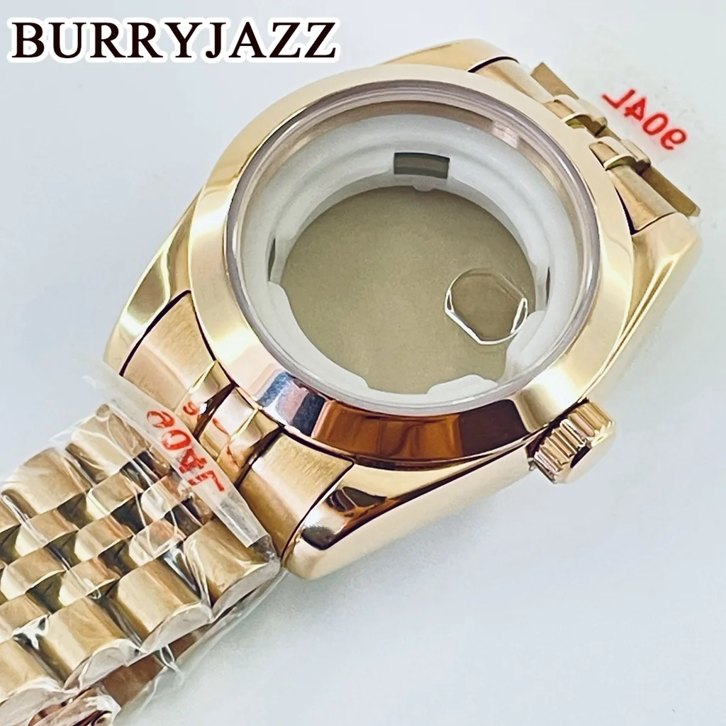 Burryjazz-ピンクゴールドの時計ケース,サファイアクリスタル,ステンレススチール,防水,nh05,nh06,31mm