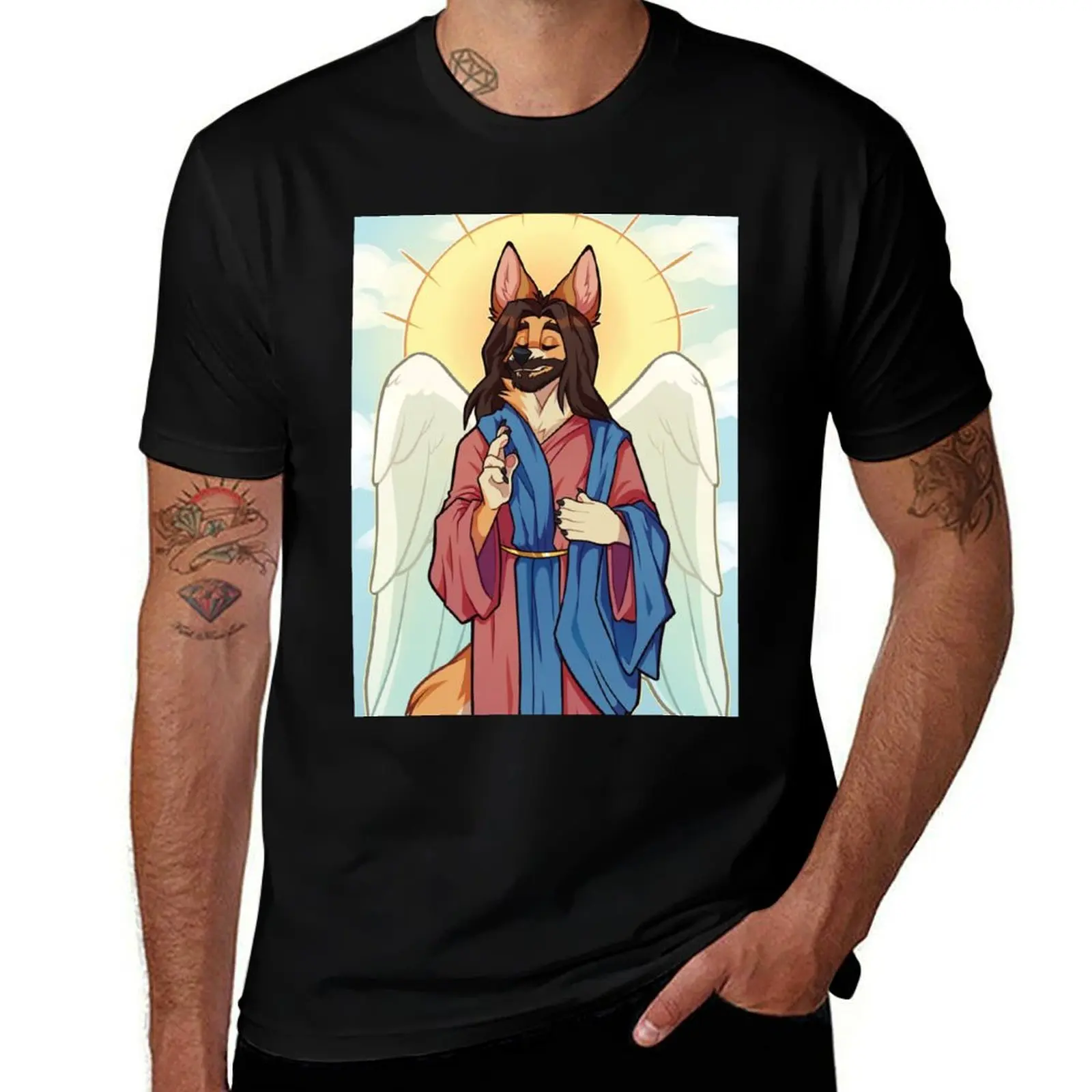 Furry Jesus T-Shirt Running Gym Short Sleeve Sports Tee T-Shirt