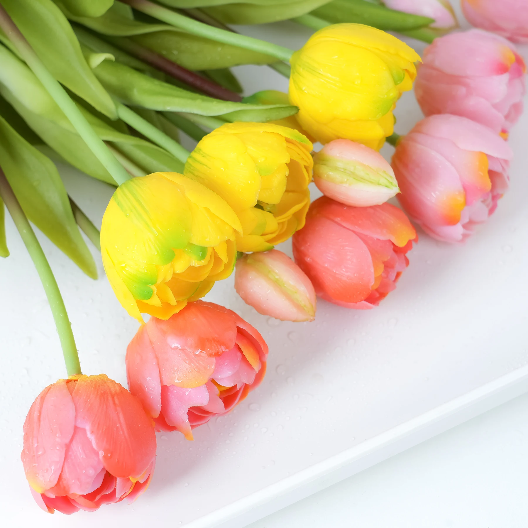 New Soft Glue Multi-Petal Tulip Artificial Flower Real Touch Bouquet 40cm Home Decoration Flower Living Room Floral Decoration