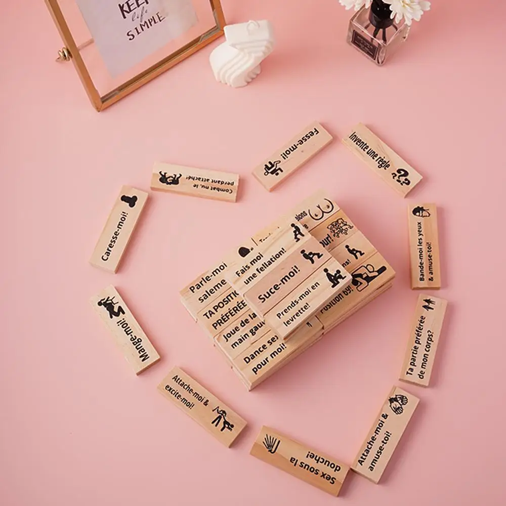 48 قطعة برج كتلة خشبية لعبة مكعبات بناء زوجين تاريخ ليلة الكبار حفلة متعة لعبة الذكرى تاريخ ليلة النرد له لها