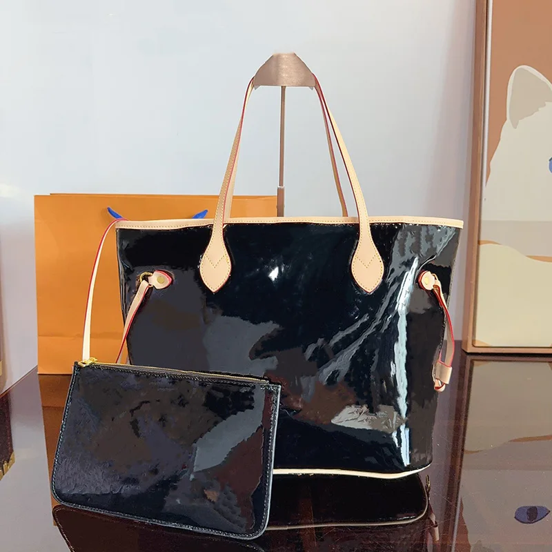 

Top Quality Designer Shopping Bags Patent Leather Fashion Women Shoulder Bag Travel Summer Beach Purse