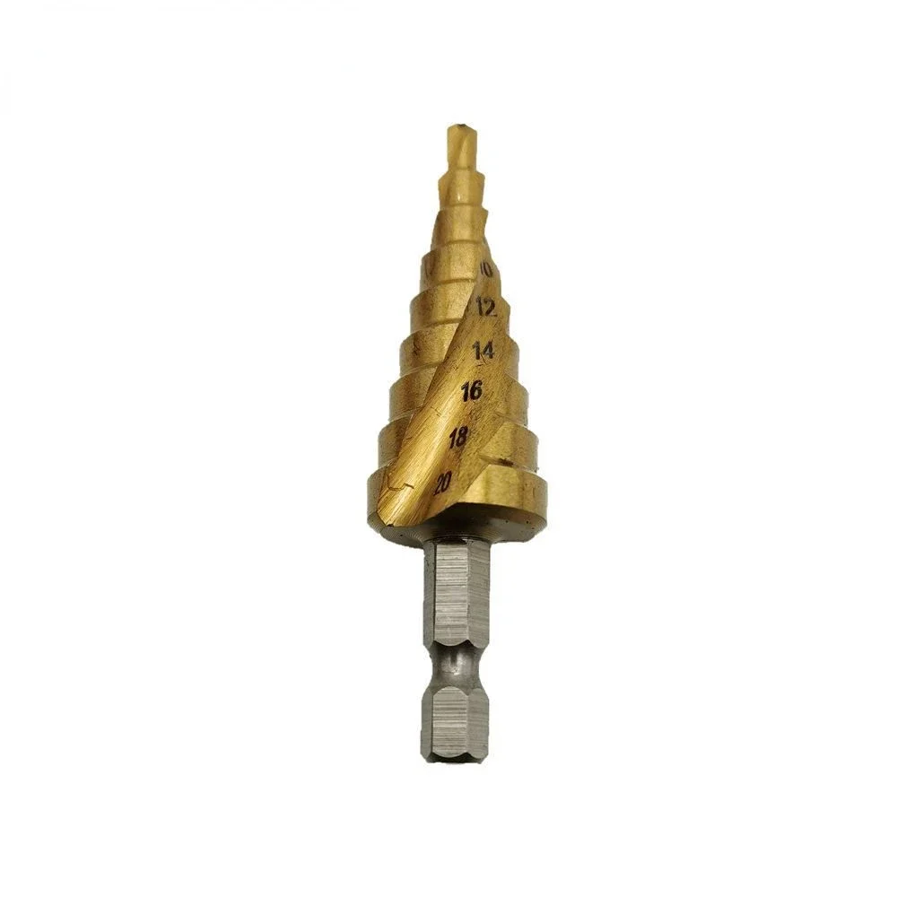 3 pçs hss espiral sulco twise passo cone broca conjunto flauta pagode metal buraco cortador titânio revestido broca de madeira 4-12/20/32mm