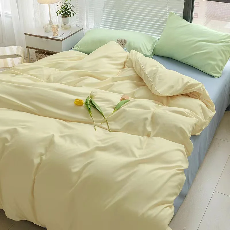 

2023 Fashion High Quality Skin Friendly Solid Color Home Textiles Bedding Duvet Cover Pillowcase