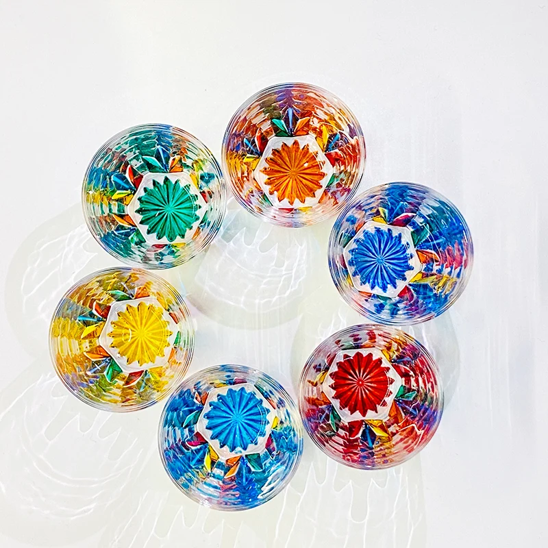 

Hand-Painted Crystal Glass Whiskey Cup ular Internet Red Northern Europe Sle Metal Alcohol Container Individual...