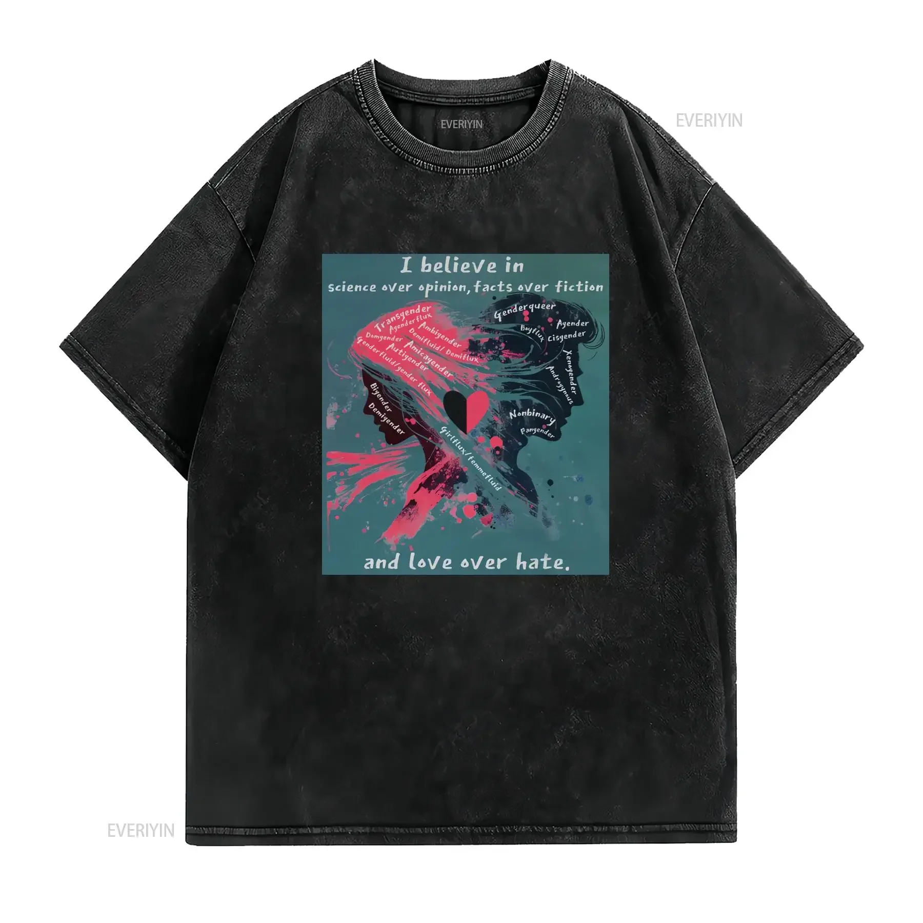 Gender Fluid Pride Cotton Crew T Shirt LGBTQIA Ally LGBTQ Identity Rainbow Inclusive Apparel vintage Washed Breathable