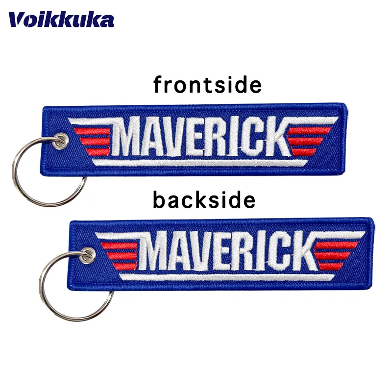 1PC 2PCS 3PCS 3 Packs Sale Top Gun Maverick Both Sides Embroidery Blue Tag Keychain Motorcycle Key Accessories