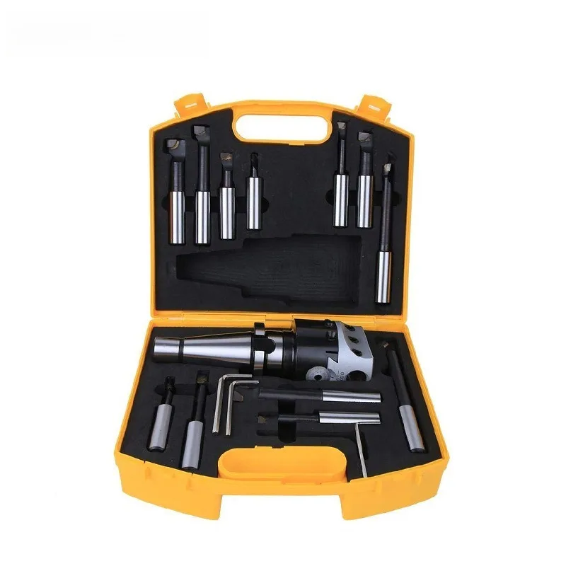 For F1-18mm 3-inch Boring Head Cover with NT40 Boring Handle + 18mm Boring Rod 12PCS Set
