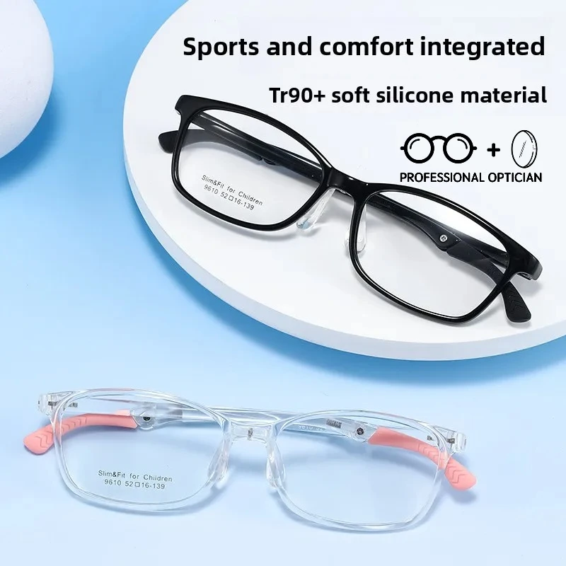 

Teenager Boys Girls Student Sports Frame Ultralight Soft Silicone Nose Pads Myopia Anti Blue Light Prescription Optical Glasses