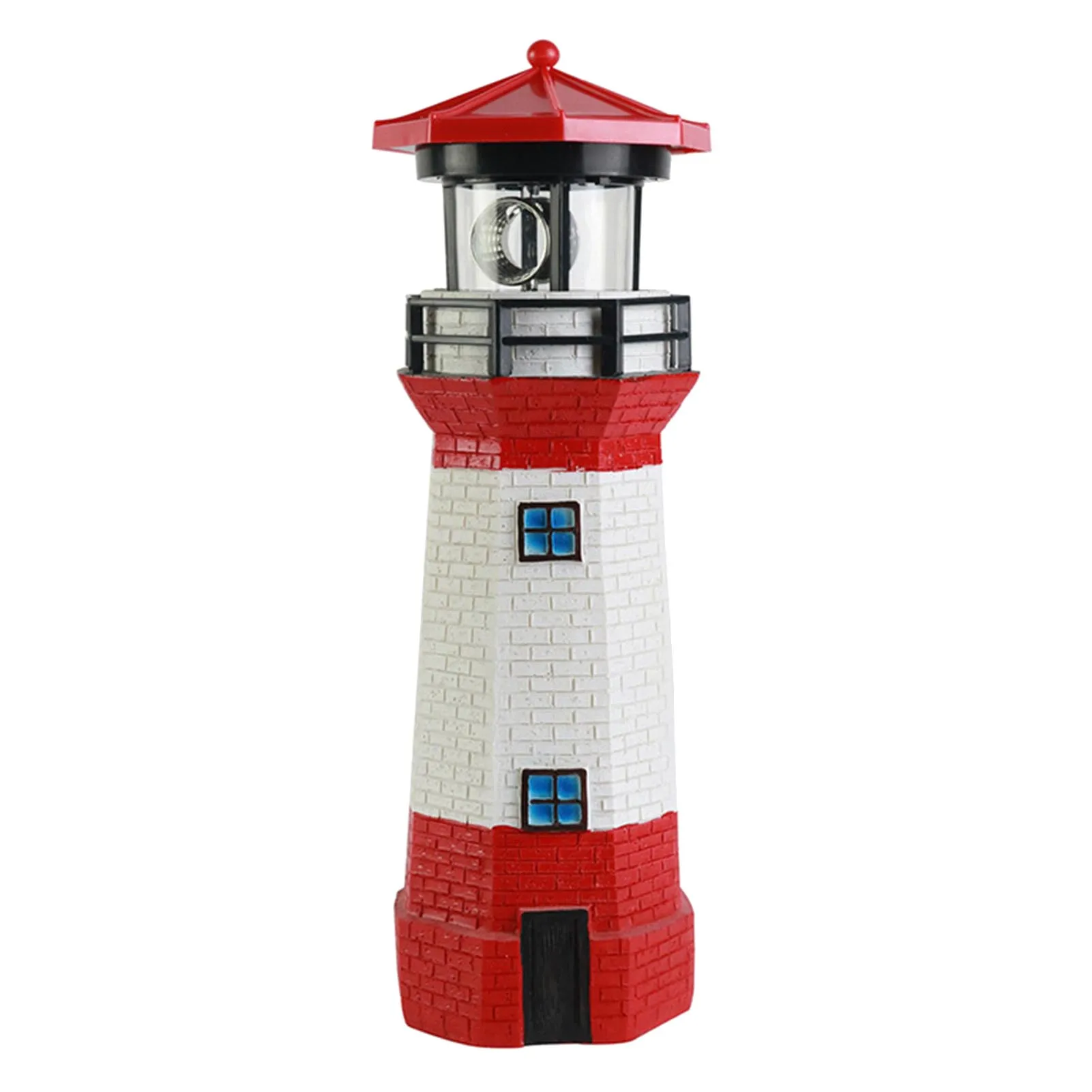 

Black Solar Powered Lighthouse Eco-Friendly Energy Saving Garden Decor with Rotating Beacon