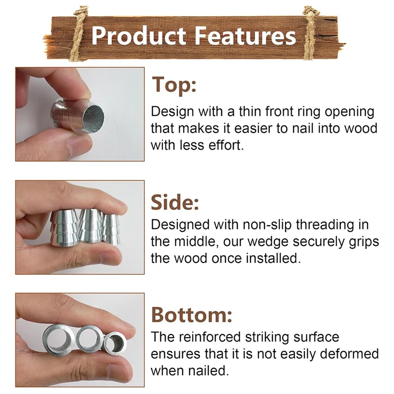 

A88E-42PCS Extended Round Axe-Handle Wedge Safety Metal Wedge Hammer Handle Wedges Steel Wedge (6 Sizes)