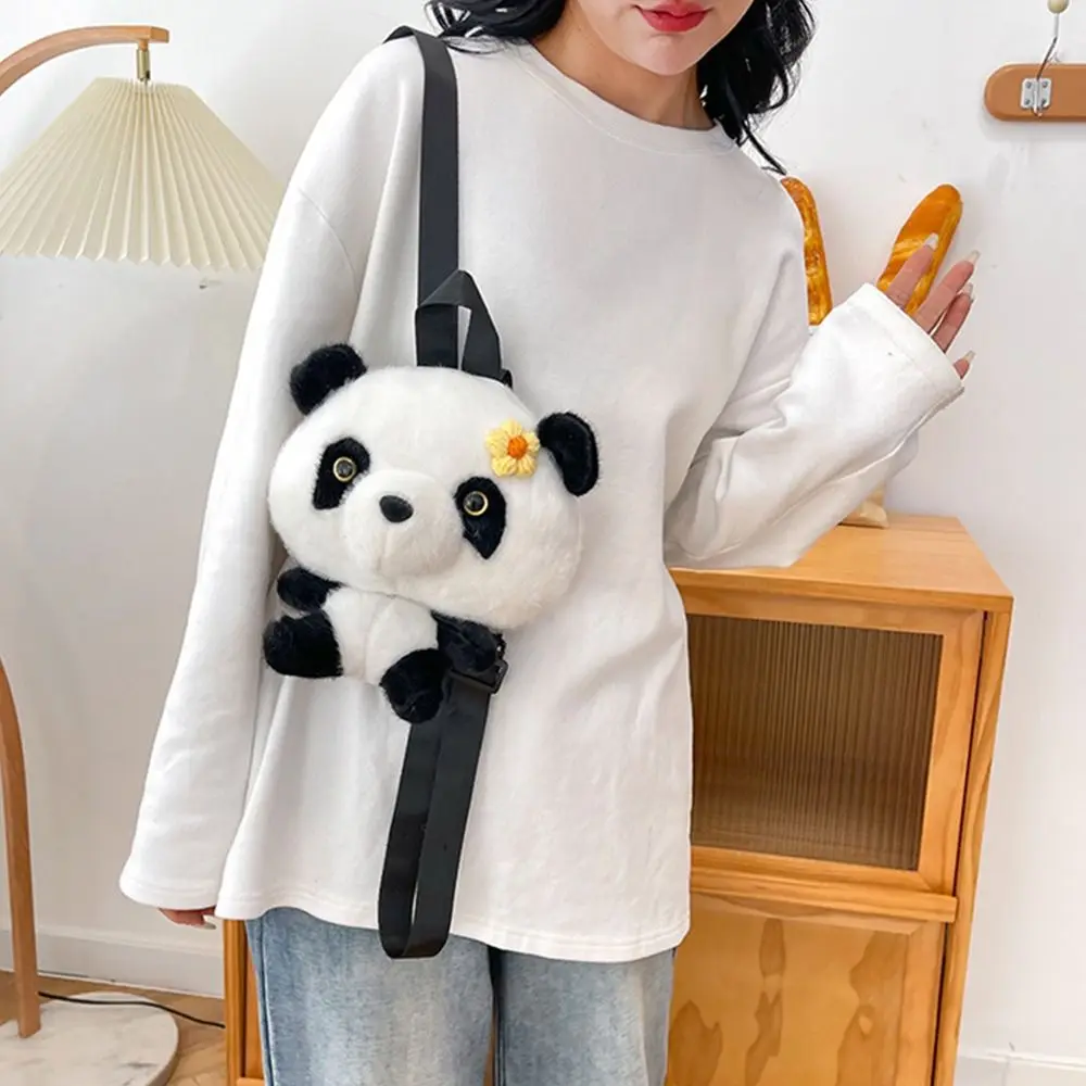 Casual Stuffed Animals Panda Backpack Cute Cartoon Fluffy Plush Shoulder Bag Soft Plush Toy Schoolbags Coin Purse