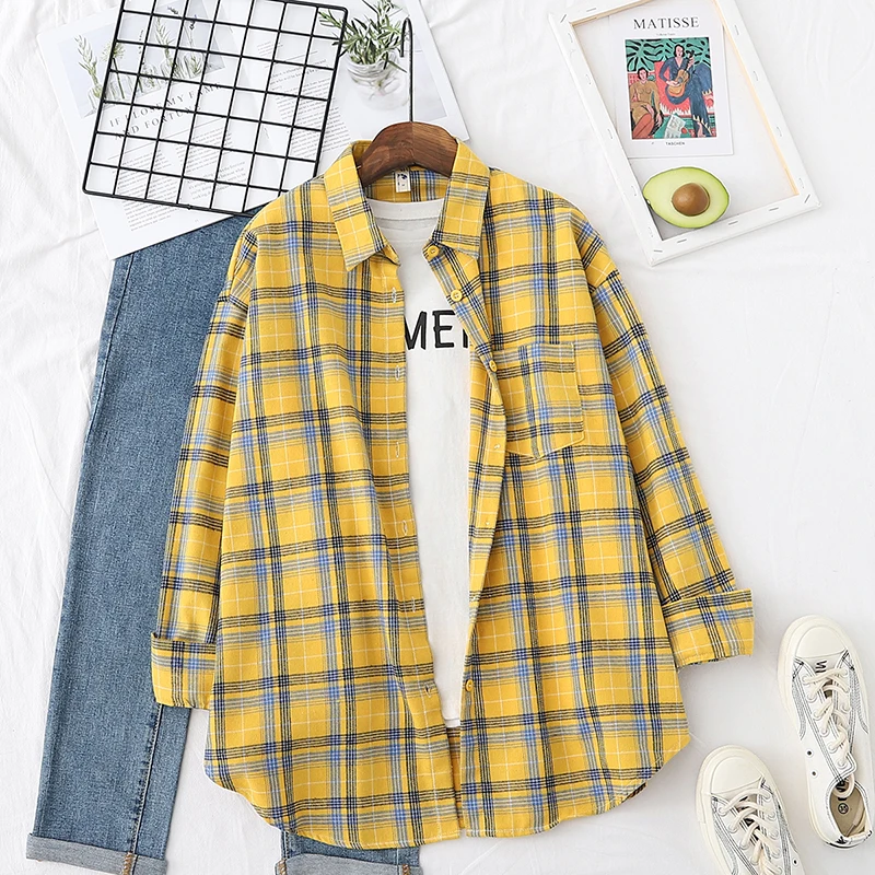 Fine Loose Design Plaid Shirts Women 2024 Autumn New Womens Tops Casual Long Sleeve Blouse Lady Checkered Clothes Blusas