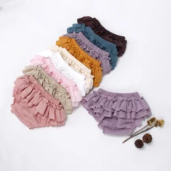 Soft Breathable Cotton Cozy Toddler Baby Bloomers Skirt Ruffle Layers Infant Girl Bubble Shorts Spring Summer Baby Diaper Cover