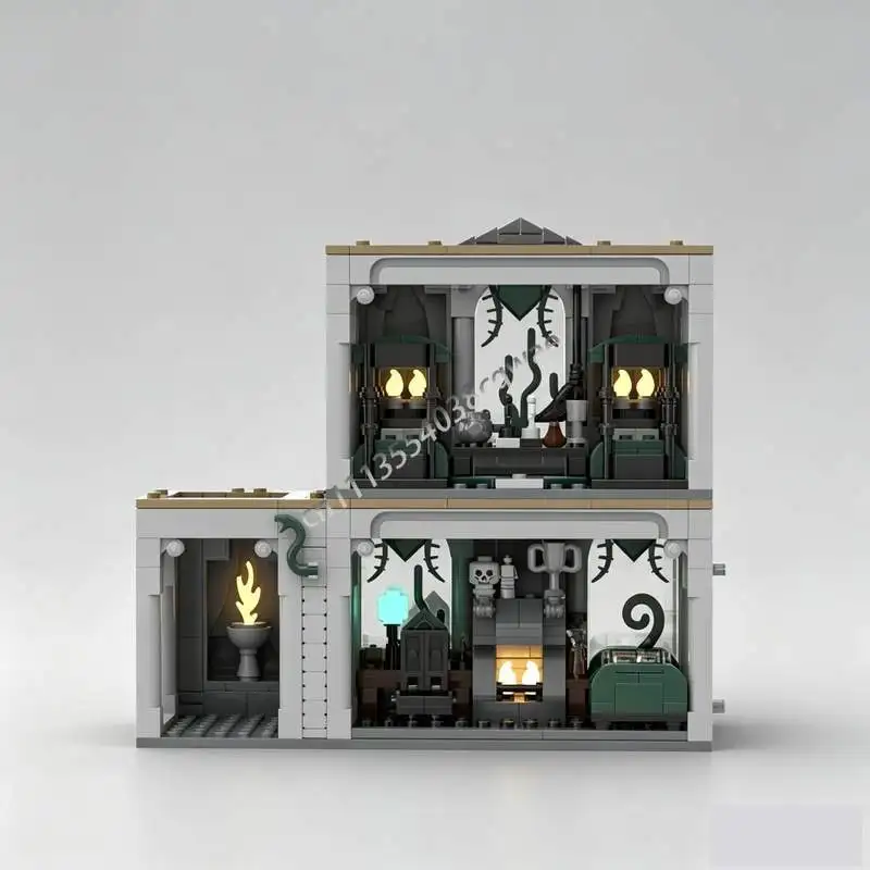 549PCS Fantasy Magic School Common Room Modular MOC Model Building Blocks DIY Creative Assembly Educational Toy Collection Gift