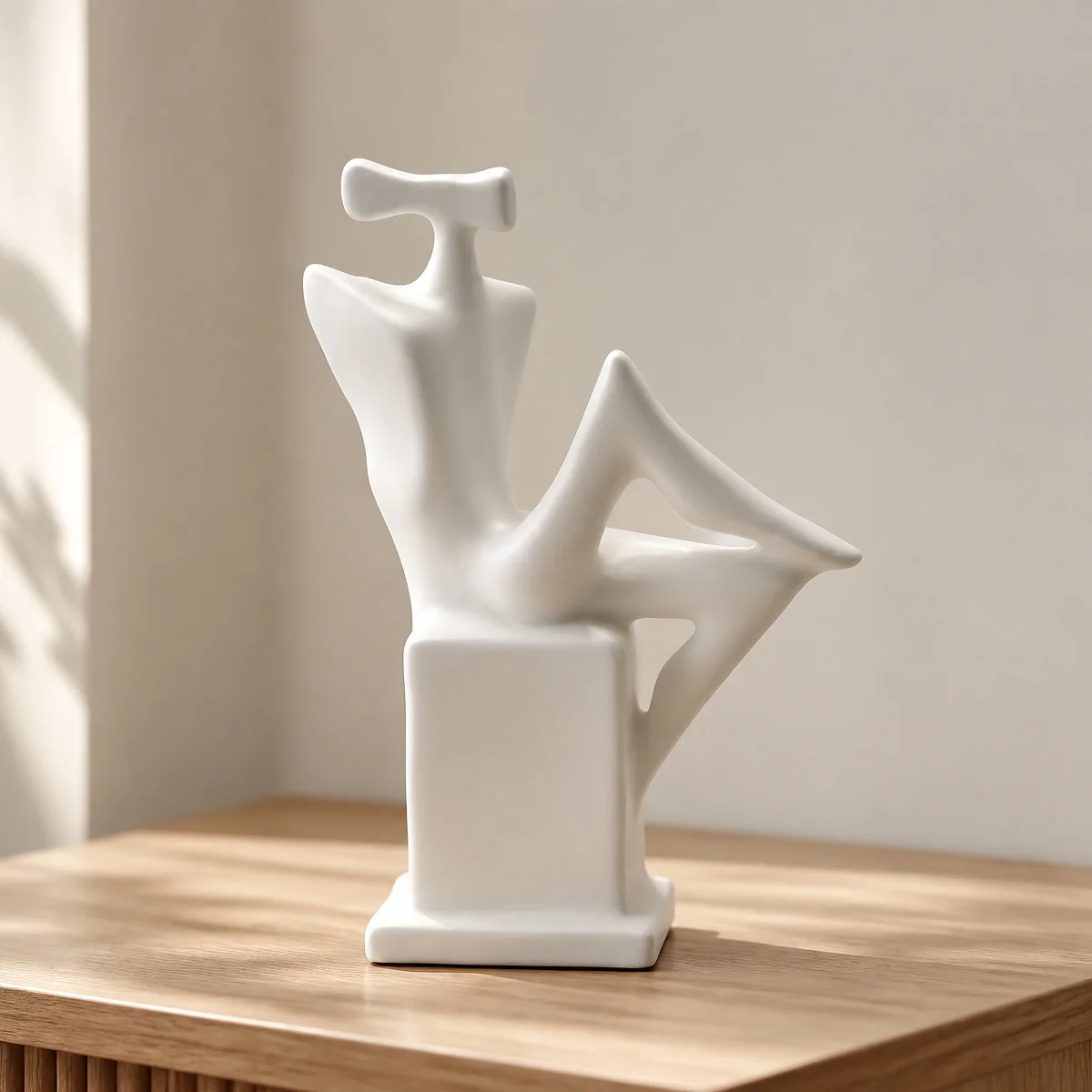 Modern Abstract Sitting Man Resin Sculpture, Nordic Home Decor