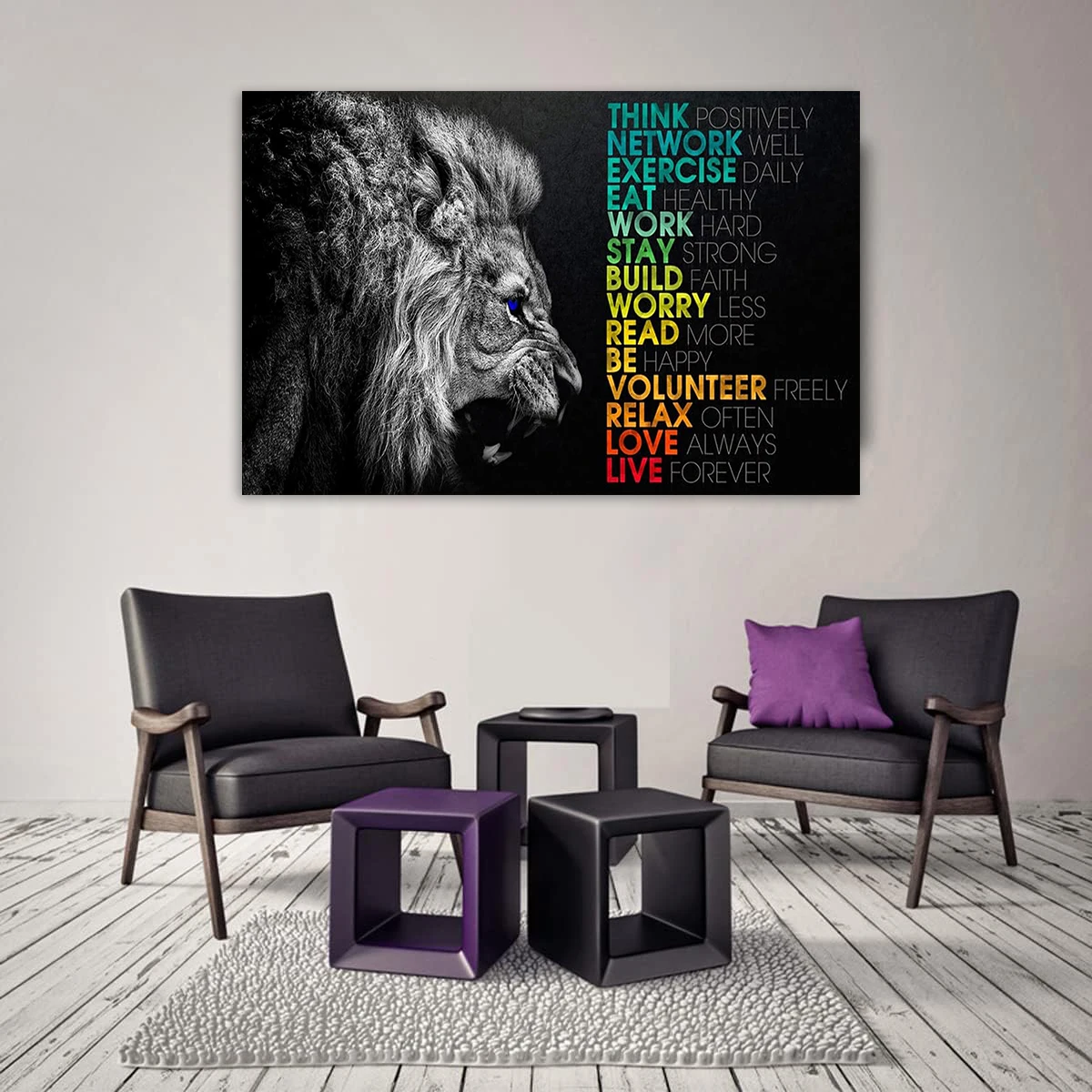 

Animal Lion Canvas Wall Art Motivational Inspirational Quotes Canvas Prints, Modern Animal Art, for Living Room Home Decoration