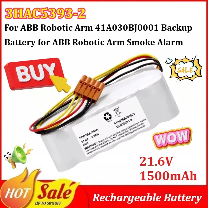 

3HAC5393-2 21.6V 1500mAh Rechargeable Battery for ABB Robotic Arm 41A030BJ0001 Backup Battery for ABB Robotic Arm Smoke Alarm