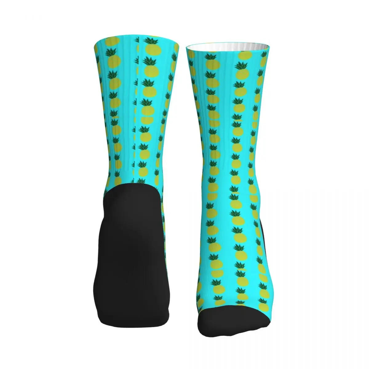 Tropical Pineapple An Black Sole Sports Mid-Tube Socks