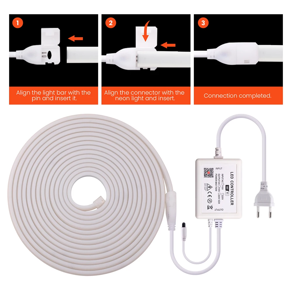 Imagem -04 - Wall Touch Cob Led Neon Strip Light Wi-fi Bluetooth Controle Remoto Kit de Energia Regulável Lâmpada de Silicone Flexível 288 Leds 220v 23key