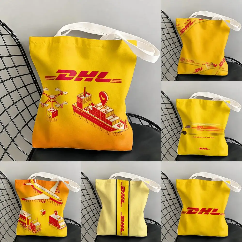 D-DHL Hot E-Express Storage Bags Canvas Double-Sided Print Beach Bag Durable Handbag Shoulder Travel Bag Gift