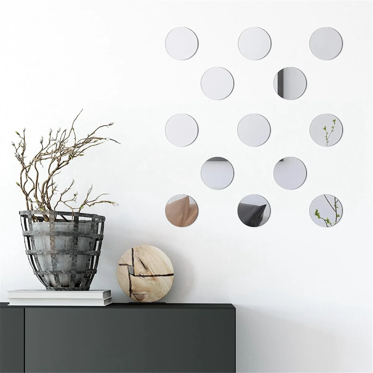 أفضل 25 قطعة من الأكريليك صغيرة الحجم مرآة مستديرة لاصقة صغيرة مستديرة مرآة الحرفية بلاط المرآة للحرف اليدوية (قطر 4 بوصة) #5