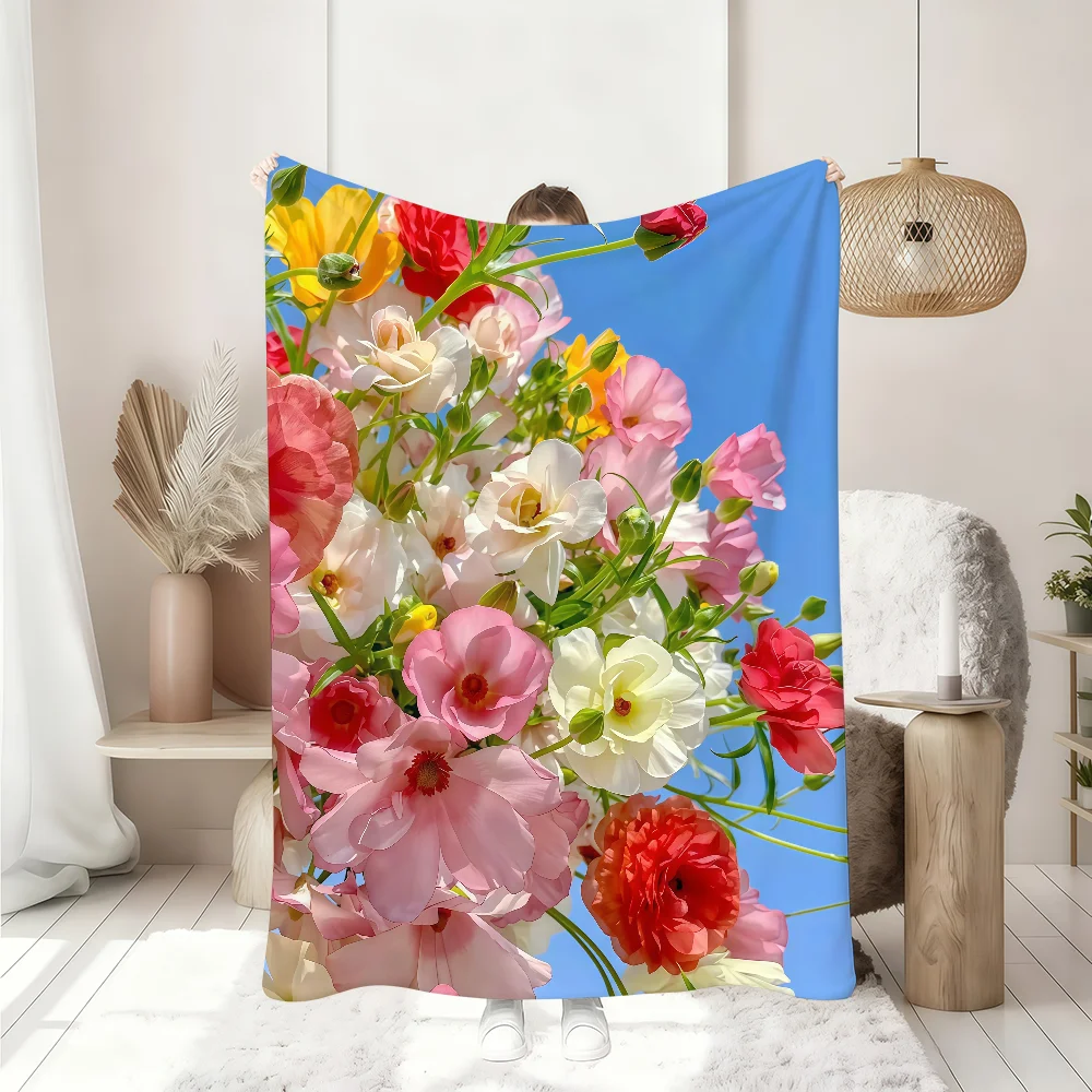 

Colorful F-Flowers Blanket Soft Throw Blanket for Home Bedroom Bed Sofa Picnic Travel Office Rest Cover Blanket Gift