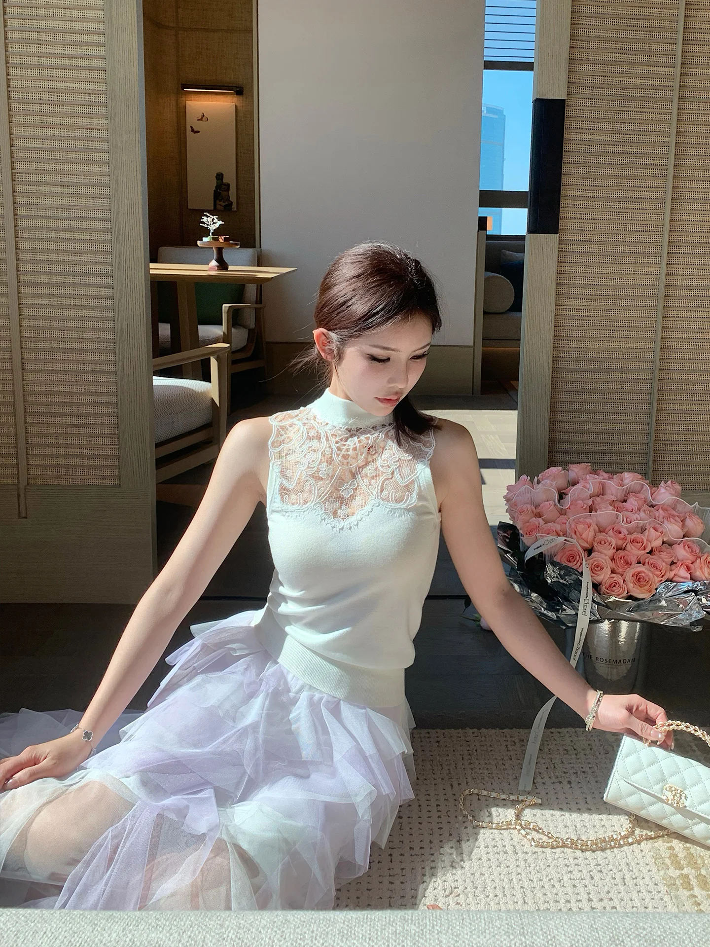 

Женский вязаный жилет Onelady Heavyweight Lace Svel для весны и лета, облегающий, для ношения под одеждой или как верхняя одежда