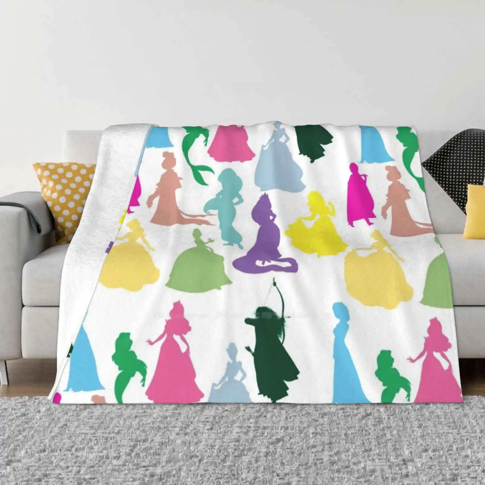 Royals Creative Design Comfortable Warm Flannel Blanket Pattern Elsa Anna Ariel The Little Mermaid Aurora Sleeping Beauty Belle