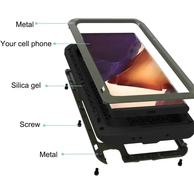 حافظة من السيليكون المعدني شديد التحمل لهاتف سامسونج جالاكسي S24 S23 S22 S21 Plus Note 20 Ultra غطاء قوي مقاوم للصدمات #2